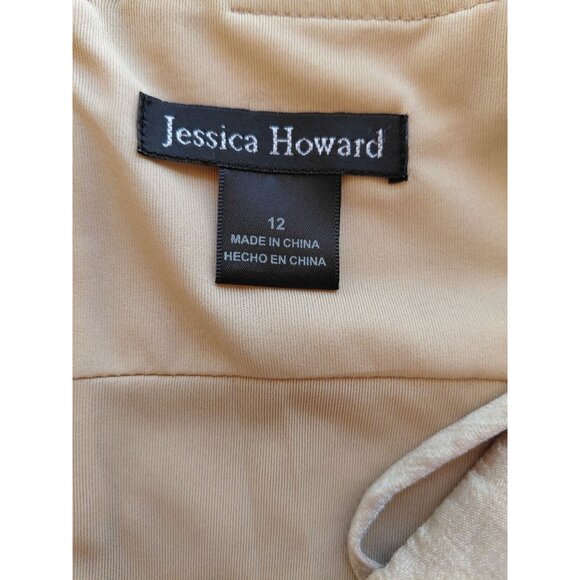 Jessica Howard Tiered Champagne Cocktail Dress Size 12 Rayon,polyester,Nylon - Picture 3 of 7